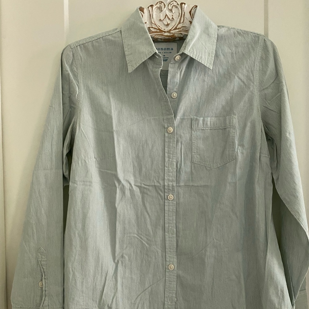 Sonoma Light Green Casual Button-Down Shirt